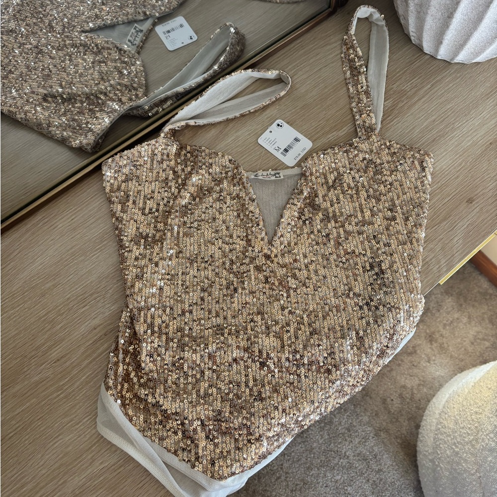 Free People Sequin Bodysuit